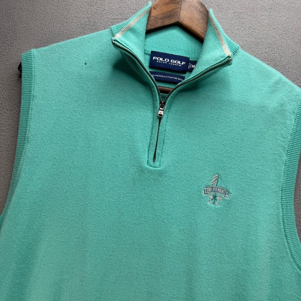 Polo Golf Ralph Lauren Sweater Vest Mens Medium Teal The Foundry Merino Wool